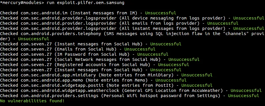Samsung Galaxy SIII vulnerability scan