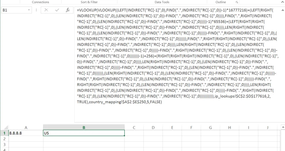 GeoIP Excel Screenshot