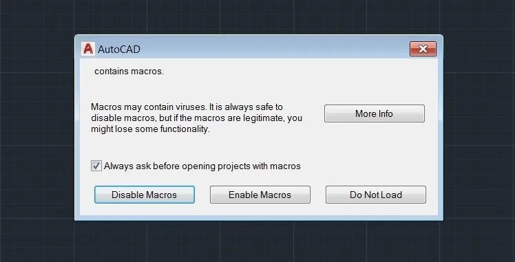 Visual Basic macro warning