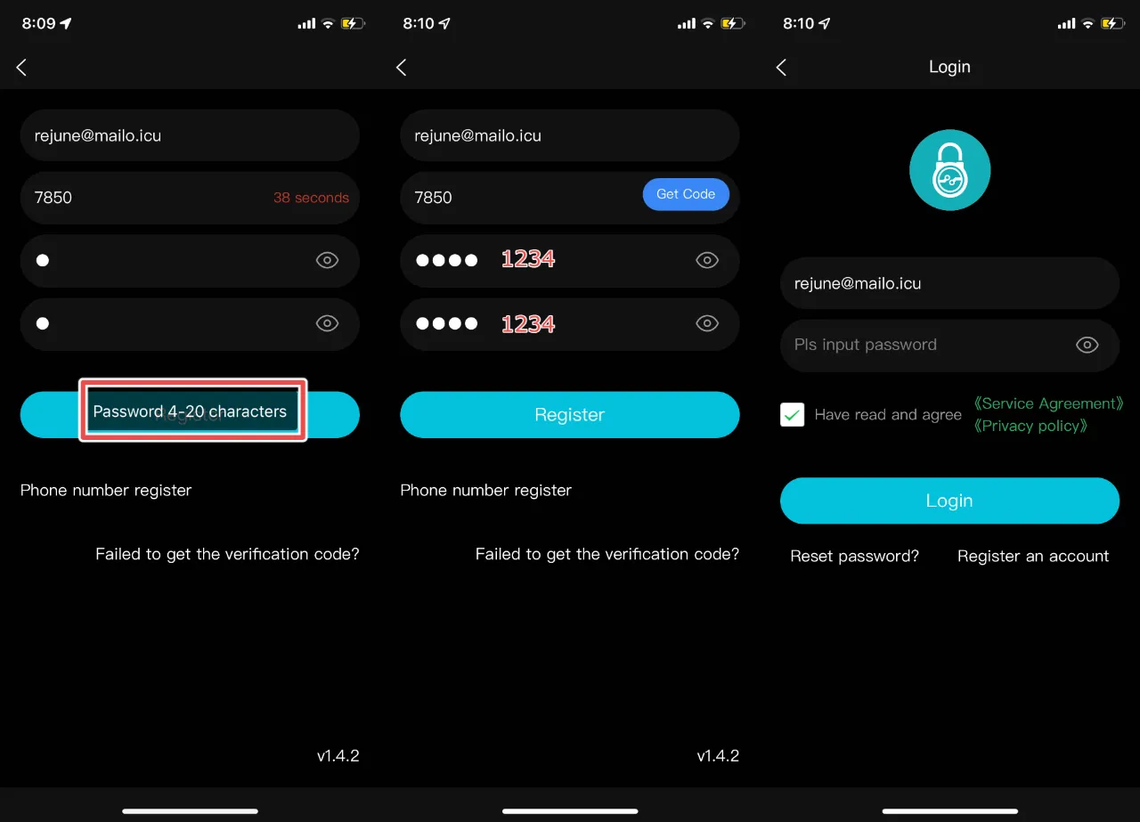 The application&#x27;s password guidelines