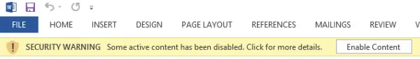 User notification for untrusted add-in