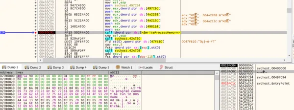 Command execution in session 2