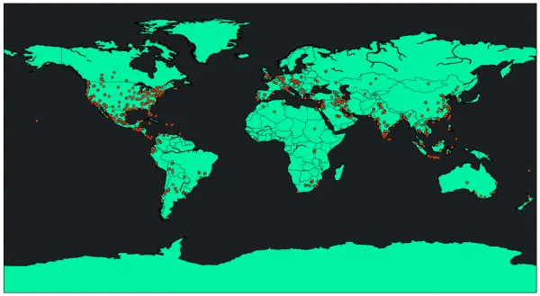 Shodan results map