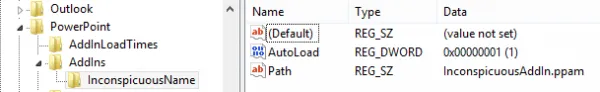PowerPoint registry key for add-in
