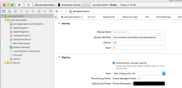 Xcode project settings