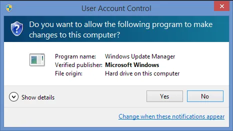 UAC dialog with trusted certificate