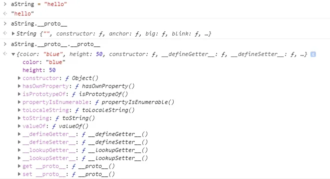Prototypes are objects, as seen by chaining proto operators