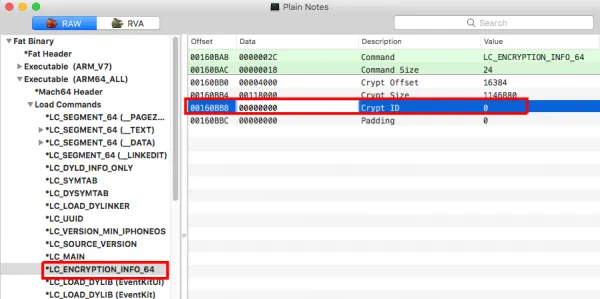 MachO-View screenshot showing cryptid value