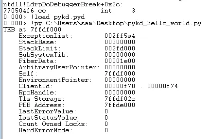 WinDbg PyKd execution