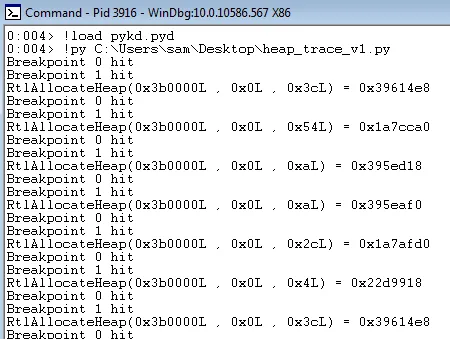 WinDbg heap tracing output