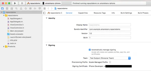 Xcode signing certificate screenshot