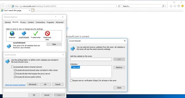 Local Intranet Configuration