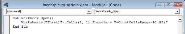 VBA to call user defined function