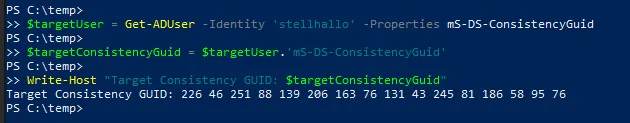 Identifying target synchronised user example