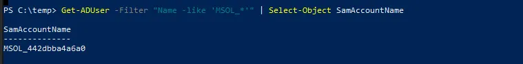 Command to locate MSOL service account