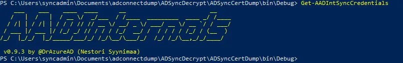 Running the Get-AADIntSyncCredentials returns no output