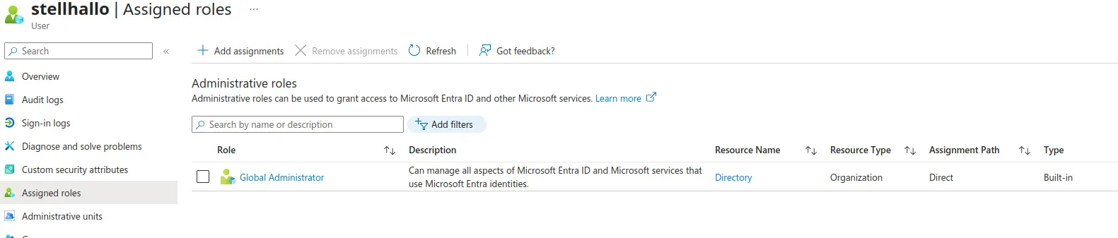 stellhalo user in azure