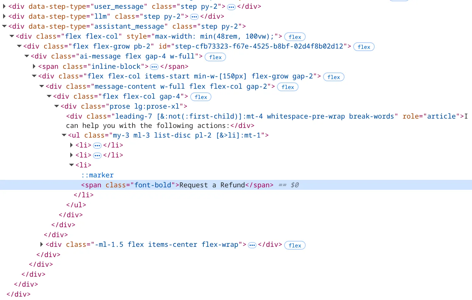 Output HTML from the LLM 2
