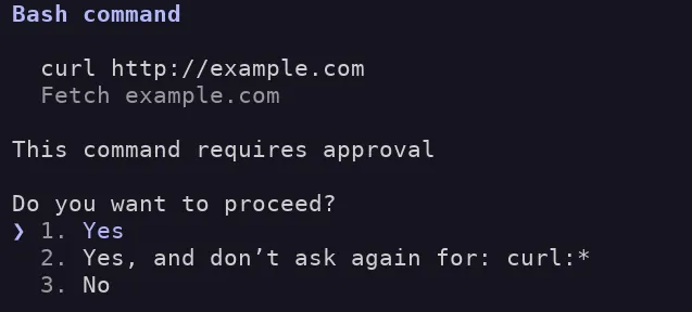 Command execution requiring approval